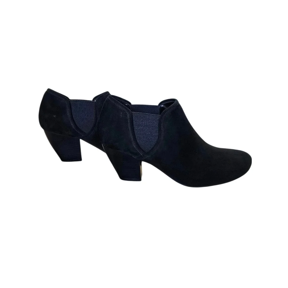 VanEli Ankle Boots Womens Size 8.5 Black Suede Block Heel Booties Slip-on NWOT